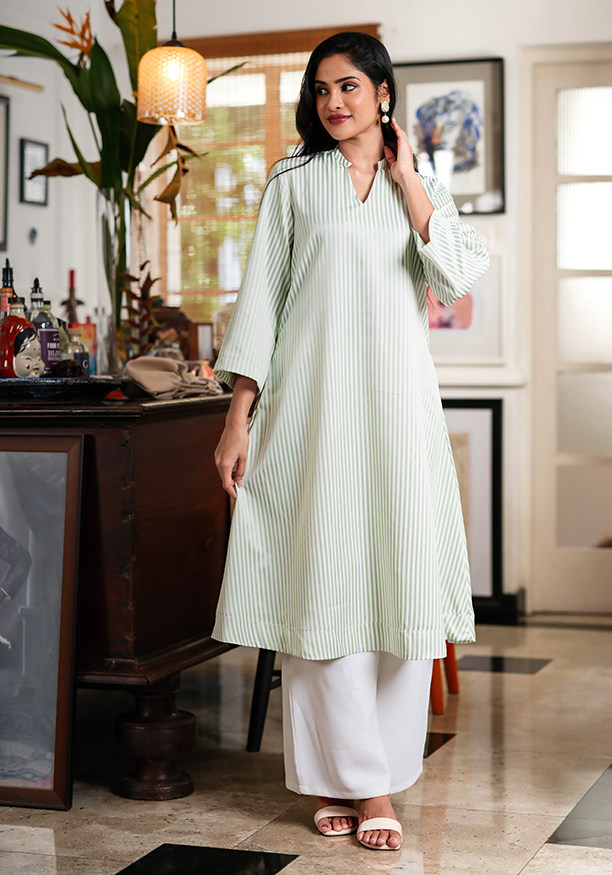 TAHIRA GREEN STRIPE KURTA